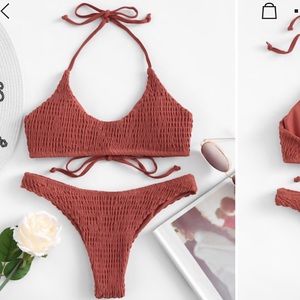 Brand new never been worn! Brown smocked bikini